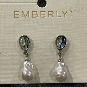Abalone and Pearl Drop Earrings